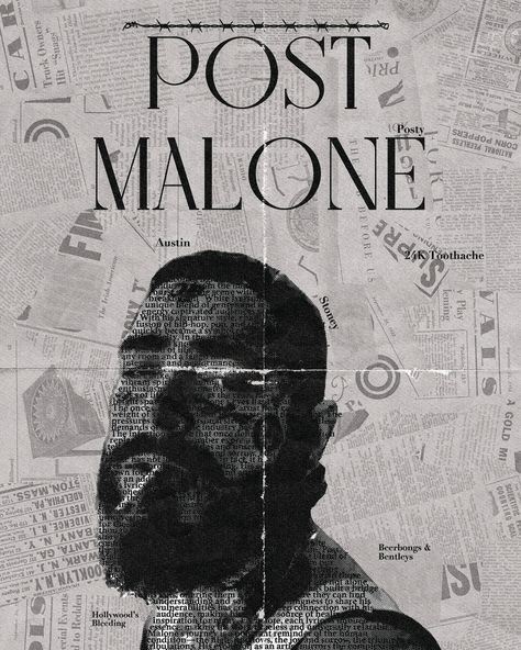 Rapper Poster Design, Rap Music Posters, Music Aesthetic Poster, Post Malone Poster, Post Malone Aesthetic, Rapper Posters, Posty Malone, Rap Posters, Post Malone Wallpaper