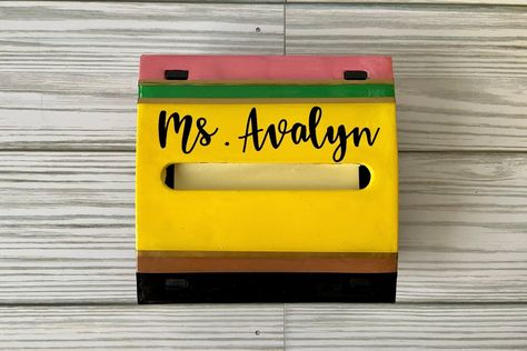 Pencil Post-It Dispenser | Teacher Gifts | Teacher Post-It Dispenser | Post-It | Yellow Pencil Unique Teacher Gifts, Unique Teachers Gift, Yellow Pencil, Flower Shadow Box, Gifts Teacher, Back To School Essentials, Comic Sans, Pencil Bags, Make It Happen