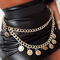 Check this out! Pirate Jewelry, Pirate Accessories, Gold Body Chain, Studded Necklace, Stud Jewelry, Belly Chain, Waist Chain, Chain Gold, Body Piercing Jewelry