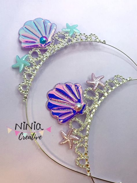 Mermaid Party Decorations Ideas, Mermaid Tiara, Sea Birthday Party Ideas, Birthday Tiara, Crown Birthday, Mermaid Party Decorations, Mermaid Theme Party, Sea Birthday Party, Headband Outfit