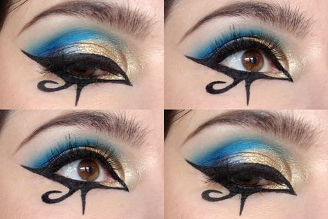 Egypt Makeup, Egyptian Eye Makeup, Make Up Yeux, Cleopatra Makeup, Cleopatra Halloween, Egyptian Makeup, Egyptian Eye, Halloween Costumes Makeup, Creative Eye Makeup