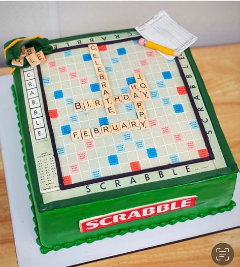 Scrabble Birthday Cake, Sixty Is Only 15 In Scrabble, 60 Is Only 15 In Scrabble, Scrabble Tile Birthday Cards, Scrabble Cake, Cake Decorating, Happy Birthday, Cake, Birthday