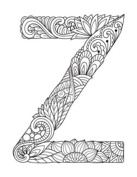 Mandala letter z monogram, adult colorin... | Premium Vector #Freepik #vector #floral Alphabet Mandala, Z Monogram, H Monogram, Zen Doodle Patterns, Mandela Art, Alphabet Crafts, Mandala Design Pattern, Letter Z, S Monogram