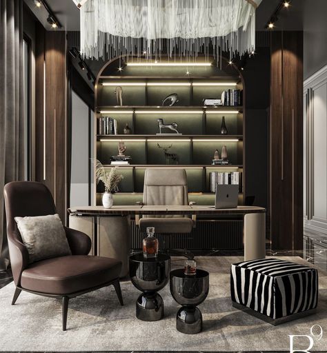 Modern Bookshelf Design Office, Modern French Interior Design Living Room, Boss Office Interior Design Luxury, Ceo Office Design Luxury Modern, Ceo Office Design Luxury, Ceo Office Design, Law Office Design, Ceo Office, Elegant Home Office