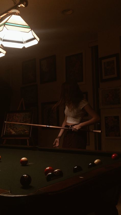 Vintage Pool Table Aesthetic, Creative Astethic, Pinball Photoshoot, Pool Table Photoshoot Ideas, Playing Pool Aesthetic, Snooker Aesthetic, Pool Table Aesthetic, Bar Photoshoot Ideas, Pool Table Photoshoot