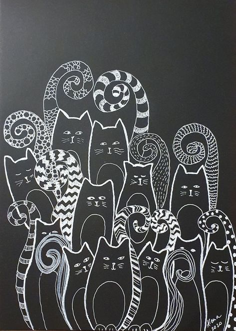 White Pen On Black Paper, Gel Pen Art, Chalkboard Wall Art, Art Stencils, Black Paper Drawing, Doodle Art Drawing, Scratch Art, White Drawing, White Pen