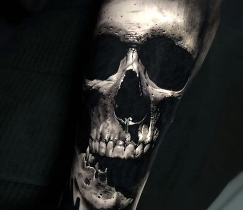 Realistic Skull Tattoo Design, Skull Photo, Evil Skull Tattoo, Black Skull Tattoo, Skull Hand Tattoo, Rose Tattoo Sleeve, Skull Sleeve Tattoos, Skull Sleeve, Skeleton Tattoos