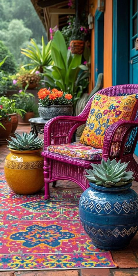 The Home Decor and Garden DIY Masters | What do you think | Facebook Summer Porch Decor, Balcony Design, Outdoor Patio Decor, Backyard Patio Designs, Balcony Decor, Colorful Furniture, Outdoor Rooms, Backyard Decor, Design Case