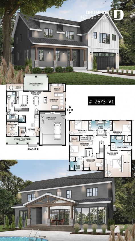 5 Bedroom House Floor Plan Sims 4, Modern Mansion Floor Plan, Bedrooms Farmhouse, Modern Farmhouse Floors, Modern Farmhouse Floorplan, Farmhouse Garage, Plan Layout, Farmhouse Floor Plans, Two Story House Plans