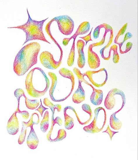 Colored Pencil Typography, Rainbow Colored Pencil Art, Colored Pencil Lettering, Colored Pencil Art Simple, Rainbow Pencil Drawing, Colored Pencil Abstract Art, Colored Pencil Aesthetic, Aesthetic Colored Pencil Drawings, Pencil Art Journal