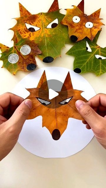 Autumn Crafts Kindergarten, Autumn Handmade For Kids, Autumn Leaves Craft For Kids, Wolf Crafts For Kids, Autumn Childrens Crafts, Wolf Autumn, Painting Kindergarten, Leaf Crafts Kids, Kindergarten Autumn