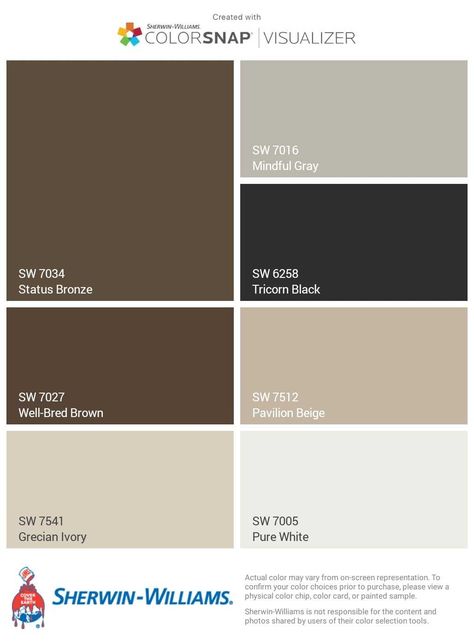 Paint Color Schemes Brown, Grey Beige Black Color Palette, Beige And Black Color Palette, Brown Paint Palette, Chocolate Brown House, Dark Tan Paint Colors, Brown Grey Color Palette, Brown And Black Color Palette, Dark Brown Complimentary Colors