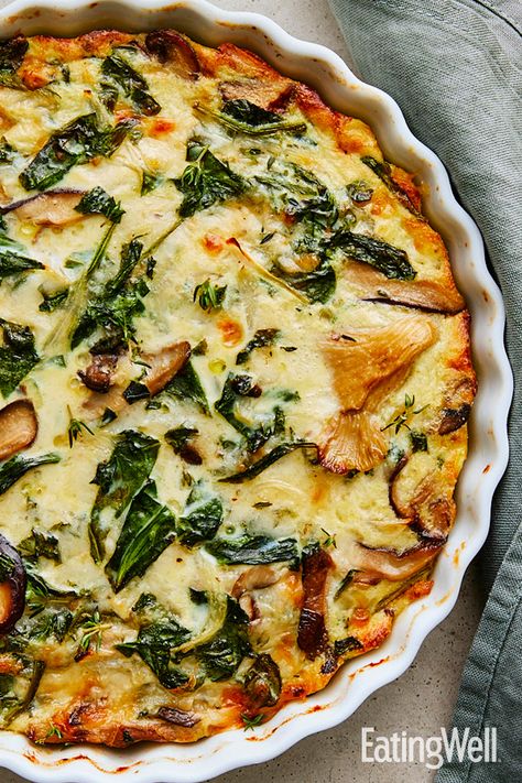 Quiche Without Cheese, E2m Breakfast Recipes, Spinach Mushroom Quiche, Vegetarian Quiche Recipes, Vegetarian Quiche, Keto Quiche, Mushroom Quiche, Quiche Recipes Easy, Spinach Mushroom