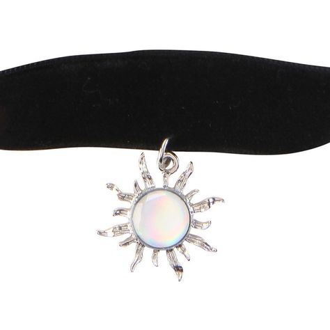 Black Velvet Opal Sun Choker Hot Topic ($10) ❤ liked on Polyvore featuring jewelry, necklaces, accessories, womens jewelry, pendant jewelry, velvet choker, velvet choker necklace, opal pendant necklace and chain choker necklace