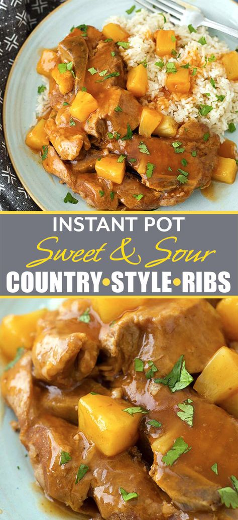 Country Ribs Recipe, Sweet And Sour Pork Chops, Pressure Cooker Ribs, Simply Happy Foodie, Country Ribs, Pressure Cooker Pork, Country Style Ribs, Pork Rib Recipes, Pork Dinner