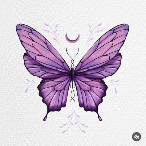 Purple Butterfly Painting Easy, Butterfly Drawing Purple, Crystal Butterfly Drawing, Color Pencil Butterfly, Unique Butterfly Drawing, Butterfly Artwork Illustration, Purple Butterfly Drawing, Butterfly Wings Drawing, Black Butterflies Aesthetic