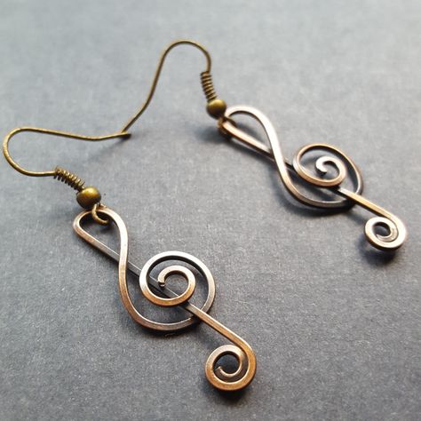 Music Note Wire Earrings, Music Note Earrings Diy, Music Note Jewelry Diy, Music Notes Jewelry, Music Note Jewelry, Wire Jewelry Earrings, Wrap Armband, Wire Jewelry Rings, Wire Wrap Jewelry Designs