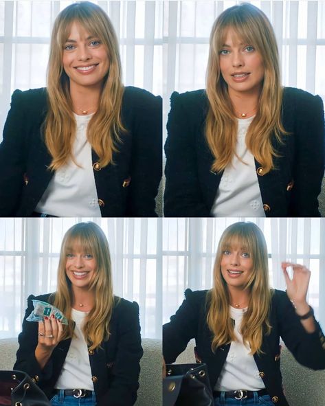 Margot Robbie Fringe, Jennifer Aniston Bangs, Jennifer Aniston Long Hair, Robbie Margot, Long Hair With Bangs And Layers, Naomi Lapaglia, Fall Haircut, Long Fringe Hairstyles, Jane Porter