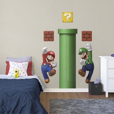 Mario Bros Room, Super Mario Room, Mario Room, Mario Y Luigi, Wall Growth Chart, Mushroom Kingdom, Mini Mushroom, Nursery Wall Murals, Removable Wall Decals