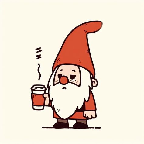 Elevate your holiday decor with our tired Christmas Gnome Holding a Coffee. This adorable gnome in festive attire brings the perfect blend of Christmas charm and coffee bliss. Ideal for gifting or adding a touch of whimsy to your space. #ChristmasGnome #HolidayDecor #CoffeeLoverGift #Coffee #Printondemand #drawing #design 🎄☕ Christmas Gnomes Drawing, Gnome Doodle, Gnome Drawing, Festive Attire, Coffee Drawing, Doodle Ideas, Collage Making, Christmas Vibes, Christmas Drawing