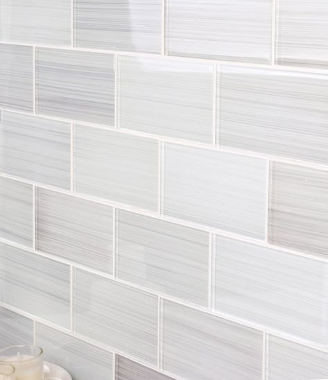 Glass Subway Tile Backsplash, Unique Bathroom Tiles, Backsplash Kitchen White Cabinets, Glass Tile Backsplash Kitchen, Backsplash For White Cabinets, Brick Backsplash Kitchen, Backsplash For Kitchen, Elegant Tiles, Brick Backsplash