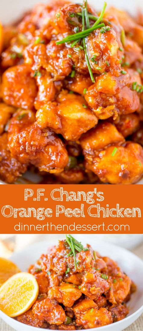 P.F. Chang's Orange Peel Chicken is crispy, spicy and sweet, with notes of orange flavor and even healthier than the restaurant version! Orange Peel Chicken Recipe, Orange Peel Chicken, Copycat Dinner, Chicken Orange, Dinners Chicken, Pf Chang, Recipes Chinese, Orange Chicken Recipe, General Tso