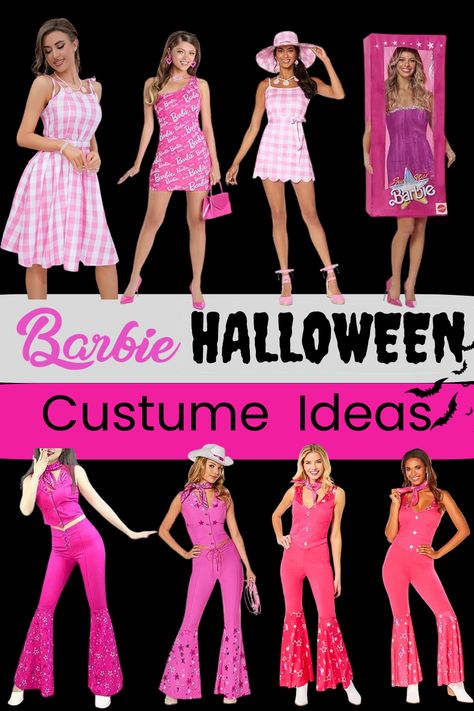 Women Barbie Outfits, Barbie Doll Inspired Outfit, Barbie Doll Costume Halloween, Barbie Dress Up Day At School, Teacher Barbie Costume, Diy Barbie Costume For Women, Types Of Barbie Costumes, Brunette Barbie Costume, Easy Barbie Costume