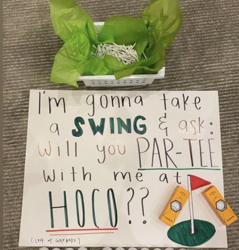 Sadie Hawkins Proposals Golf, Golf Promposal For Him, Fun Hoco Proposals, Winfo Proposals, Hoco Invites, Golf Hoco Proposals, Sadie Proposals Ideas, Hoco Asks, Sadie Hawkins Proposals