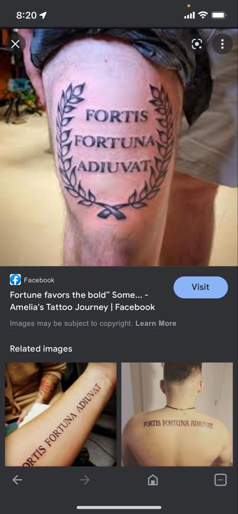 Fortune Favors The Bold Tattoo, Bold Tattoo, Fortune Favors The Bold, Facebook Image, Fish Tattoos, Jesus Fish Tattoo, Tatting, Tattoo Quotes, Tattoos