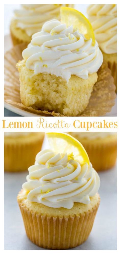 One-Bowl Lemon Ricotta Cupcakes Ricotta Cupcakes, Zucchini Cupcakes, Homemade Cupcake Recipes, Lemon Recipe, Easy Cupcake Recipes, Foodie Friday, Ricotta Recipes, Family Baking, Italian Family