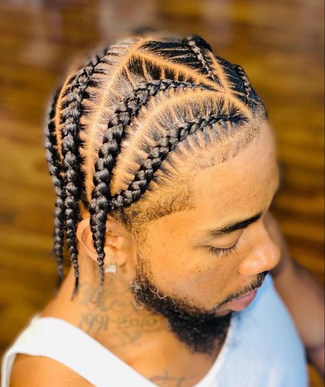 Men Side Braids Hairstyles, Freestyle Stitch Braids Men, Feed In Braids Men, Simple Braid Styles For Men, Hair Braiding Styles For Men, Men Feed In Braids, Braided Hairstyles Men Black, Simple Men Braids Hairstyles, Braid Styles For Men With Fade Short Hair