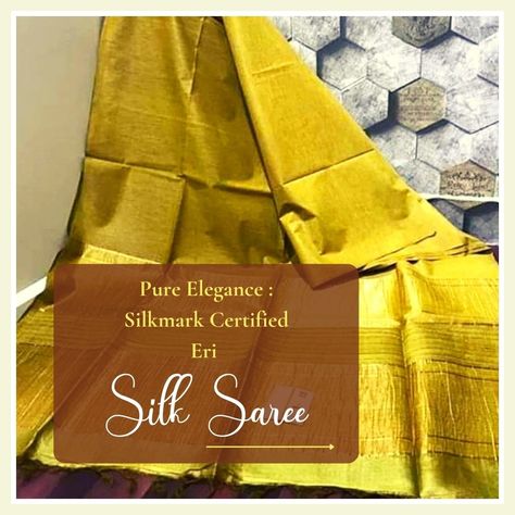 Elevate your style with Silkmark Certified Pure Eri Silk Saree! This exquisite saree features a luxurious texture and captivating sheen. It comes with a running blouse, adding to its versatility. Crafted with utmost precision, this saree is a symbol of elegance and authenticity. Embrace the beauty of this ethereal saree. Ethereal Saree, Hidden Treasures, Handmade Products, Silk Saree, Silk Sarees, Saree, Things To Come, Pure Products, Texture