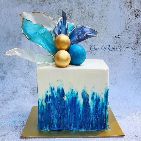 Rice Paper Sails, All Shades Of Blue, Modern Cakes, Simple Cake Designs, Jewel Tone Wedding, Simple Cake, Chocolate Shells, Blue Cakes, Chocolate Sponge