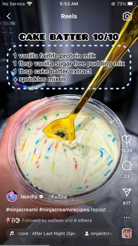 Protein Cake Batter, Easy Icecream, Funfetti Ice Cream, Ice Cream Maker Recipes Healthy, Protein Drink Recipes, Ninja Ice Cream Recipe, Protein Ice Cream Recipe, Healthy Ice Cream Recipes, Creami Recipes