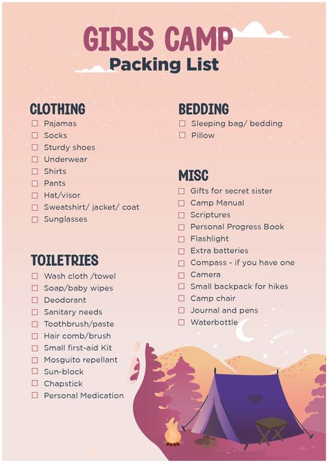 Camping Trip Packing List, Summer Camp Packing List, Camping Trip Essentials, Church Camp Packing, Trip Essentials Packing Lists, Summer Camp Packing, Camp Packing List, Camp Packing, Packing Essentials List