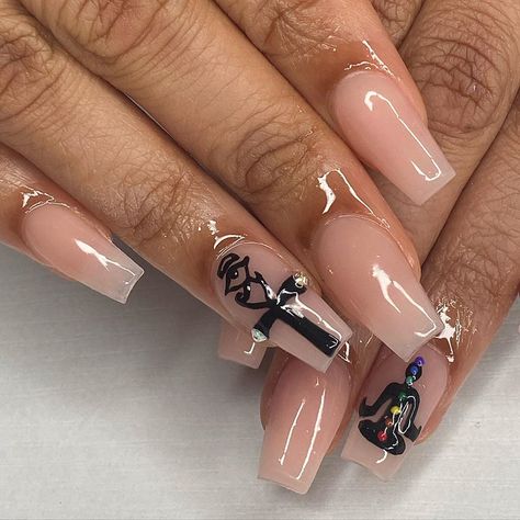 Ankh Nails Design, Ankh Nail Design, Ankh Nails, Colored Acrylic, Colored Acrylic Nails, Trending Art, Trendy Nail, Funky Nails, Dope Nails