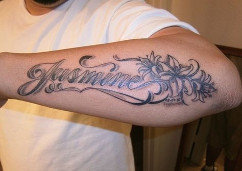 Tattoo Writing Styles, Rose Tattoo Black, Name Tattoos On Arm, Jasmine Tattoo, Tattoo Name Fonts, Cursive Tattoo, Tattoo Font For Men, Names Tattoos For Men, Tattoo Fonts Cursive