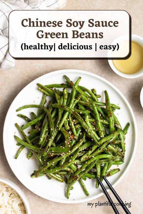 This soy sauce green beans is a delightful and savory side dish that will bring a burst of flavor to your table! It is easy to prepare, healthy, and ready in 15 minutes. Green Beans With Soy Sauce, Soy Sauce Green Beans, Seitan Chicken, Homemade Stir Fry, Blanching Green Beans, Ginger Green Beans, Vegan Asian Recipes, Freeze Greens, Vegan Asian