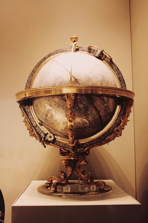 This looks awesome. I like the idea of incorporating a globe or earth into the logo. Mechanical celestial globe at the British Museum, from Kassel, Germany, 1575 Antique Globe, Globe Vintage, Armillary Sphere, Arte Steampunk, Photo Deco, World Globes, Map Globe, World Globe, Old Maps