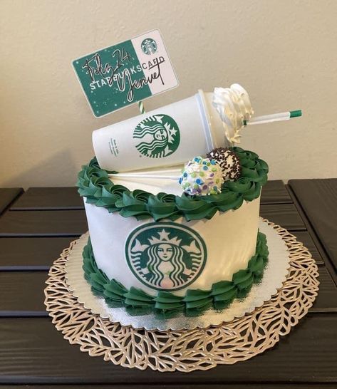 Birthday Cake Starbucks, Starbucks Birthday Cake, Starbucks Birthday Party, Starbucks Party, Starbucks Cake, Starbucks Birthday, 13 Birthday Cake, Decorative Cakes, Birthday Cakes For Teens