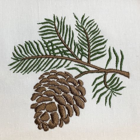 embroidery and PINE CONE AND BRANCH #BLINGSASSSPARKLE #MONOGRAMEVERYTHING #MONOGRAM #MACHINEEMBROID Pine Cone Embroidery, Bordados Tambour, Christmas Embroidery Patterns, Cones Crafts, Christmas Embroidery Designs, Soyut Sanat Tabloları, Pine Cone Crafts, Embroidery Stitches Tutorial, Hand Embroidery Projects