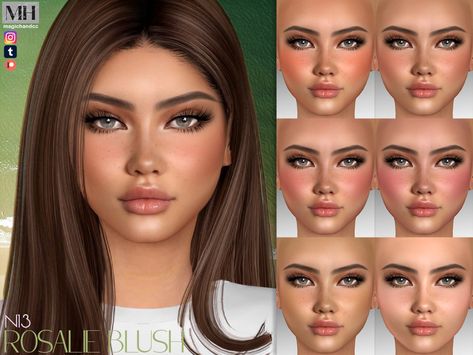 The Sims Resource - Rosalie Blush N13 Sims 4 Curly Hair, Mod Makeup, Sims Makeup, The Sims 4 Cabelos, Sims 4 Tsr, Sims 4 Cas Mods, The Sims 4 Skin, Makeup Cc, The Sims 4 Pc