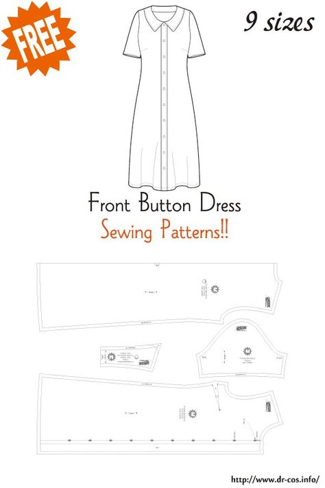 Kurta Sewing Patterns Free, Button Front Dress Sewing Pattern, Button Down Dress Pattern Free, Shirt Dress Pattern Free, Button Up Dress Pattern, Button Down Dress Pattern, Button Dress Pattern, Button Front Dress Pattern, Basic Shirts Pattern