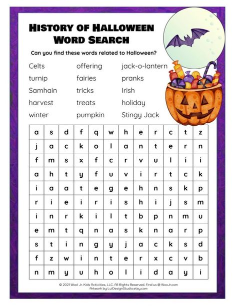 History of Halloween for Kids | Woo! Jr. Kids Activities : Children's Publishing History Of Halloween Worksheets, History Of Halloween, Halloween For Kids, Halloween Word Search, Halloween Worksheets, Halloween Words, Samhain, Kids Activities, Kids Stuff