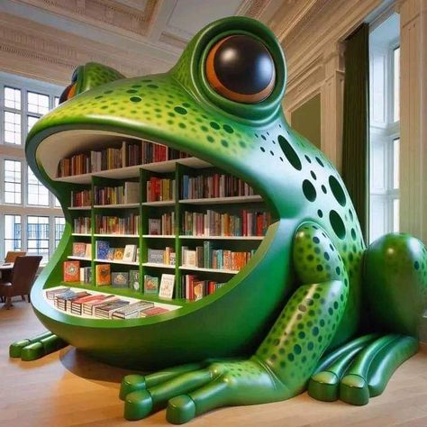 Friday Frog, Frog Room Decor, Frog Room Ideas, Frog Furniture, Collage Apartment, Dream Home Library, Funky Lamps, Frog Stuff, Frog House