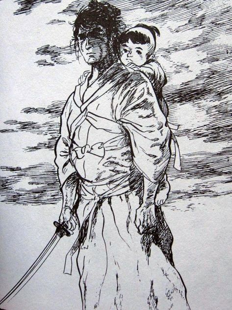 Samurai Manga, Ninja Scroll, Geisha Artwork, Baby Cart, Lone Wolf And Cub, Graphic Novel Illustration, Body Reference Drawing, Samurai Art, Hero Wallpaper