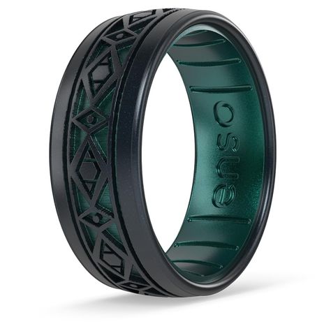 PRICES MAY VARY. Follow in the footsteps of Aragorn with the Strider Ring. Its intricate etched pattern embodies Aragorn’s mysterious and noble nature, making it a symbol of strength and leadership. Made in the Rockies: Made with the highest quality materials to set the standard for luxury silicone rings Ultra Comfortable: Unique, flexible design for ultra comfort even with swelling fingers and hands Safe: Engineered with Anti Ring Avulsion Technology to break away and protect your finger Lifeti Enso Ring, Lord Of The Rings Collection, Enso Rings, Emerald Wedding Band, Groom Ring, Tungsten Mens Rings, Rings Collection, Silicone Ring, Viking Style