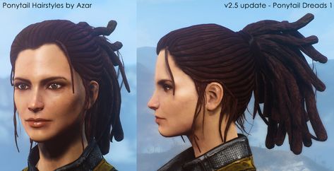 Ponytail Hairstyles by Azar v2.5a at Fallout 4 Nexus - Mods and community Curly Bun Hairstyles, Vivid Hair Color, Fallout 4, Twist Hairstyles, Ponytail Hairstyles, Fallout, Diy Hairstyles, Bun Hairstyles, The Sims