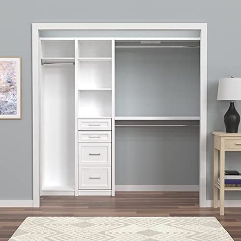 Amazon.com: ClosetMaid SpaceCreations Closet Organizer Kit, 52" - 87", Bright White : Home & Kitchen Closet Mudroom, Closet Organizer Kits, Closet Interior, Closet Redo, Closet Planning, Reach In Closet, Closet Design Layout, Closet Renovation, Nursery Closet