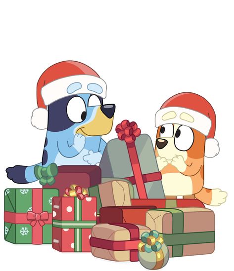 Bluey Cartoon Christmas, Bluey Christmas Background, Bluey Bingo Christmas Wallpaper, Bluey And Bingo Drawing, Bluey Ornaments Diy, Christmas Bluey Wallpaper, Bluey Christmas Wallpapers, Bluey Christmas Decor, Bluey Diy